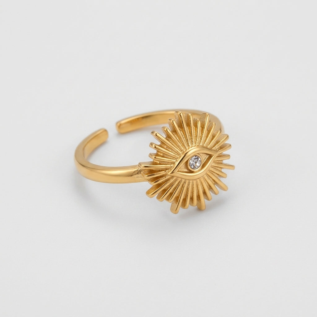Women's Evil Eye Sunburst Open Ring