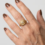Women's Evil Eye Sunburst Open Ring