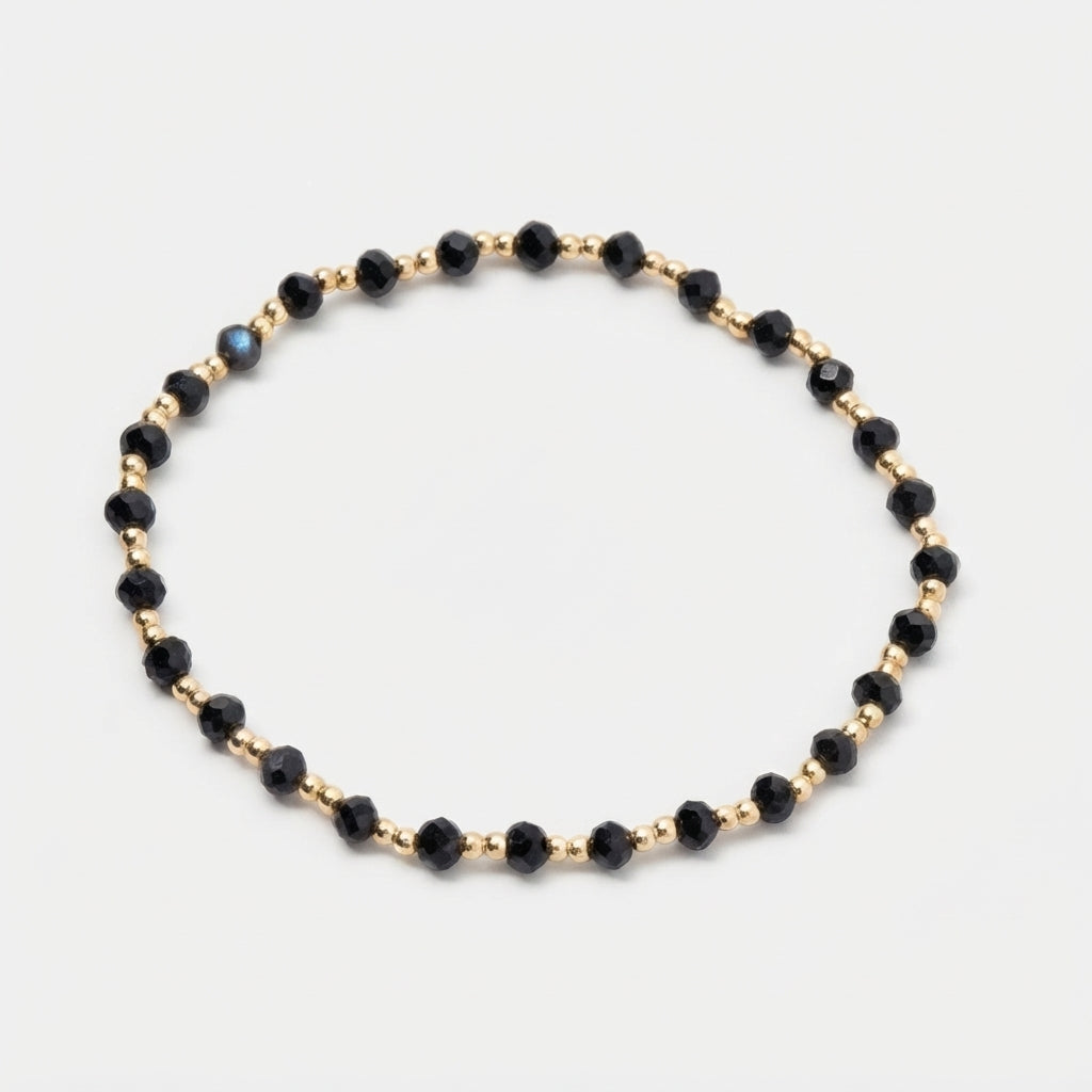 Women's Faceted Black Bead Bracelet