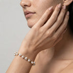 Women's Faux Pearl Crystal Station Bracelet