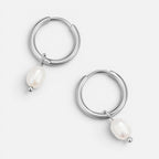 Women's Faux Pearl Drop Huggie Hoop Earrings