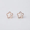 Women's Faux Pearl Flower Stud Earrings