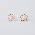 Women's Faux Pearl Flower Stud Earrings
