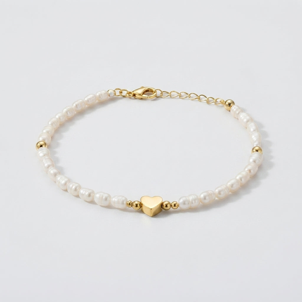 Women's Faux Pearl Heart Bracelet
