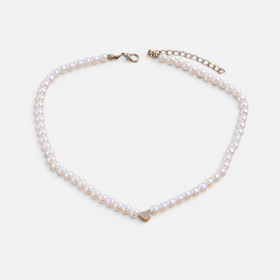 Women's Faux Pearl Heart Necklace