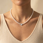 Women's Faux Pearl Heart Necklace