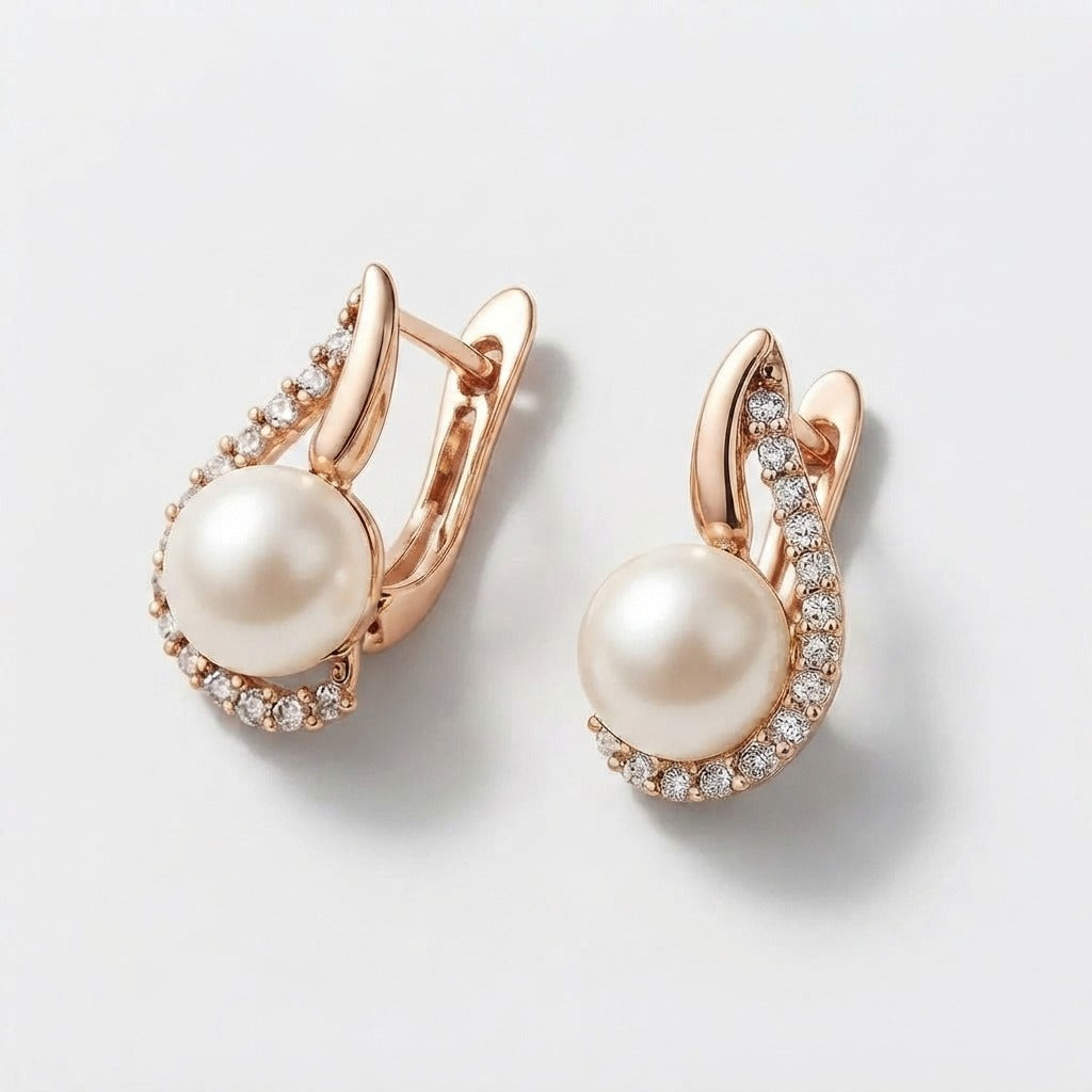 Women's Faux Pearl Hinged Earrings