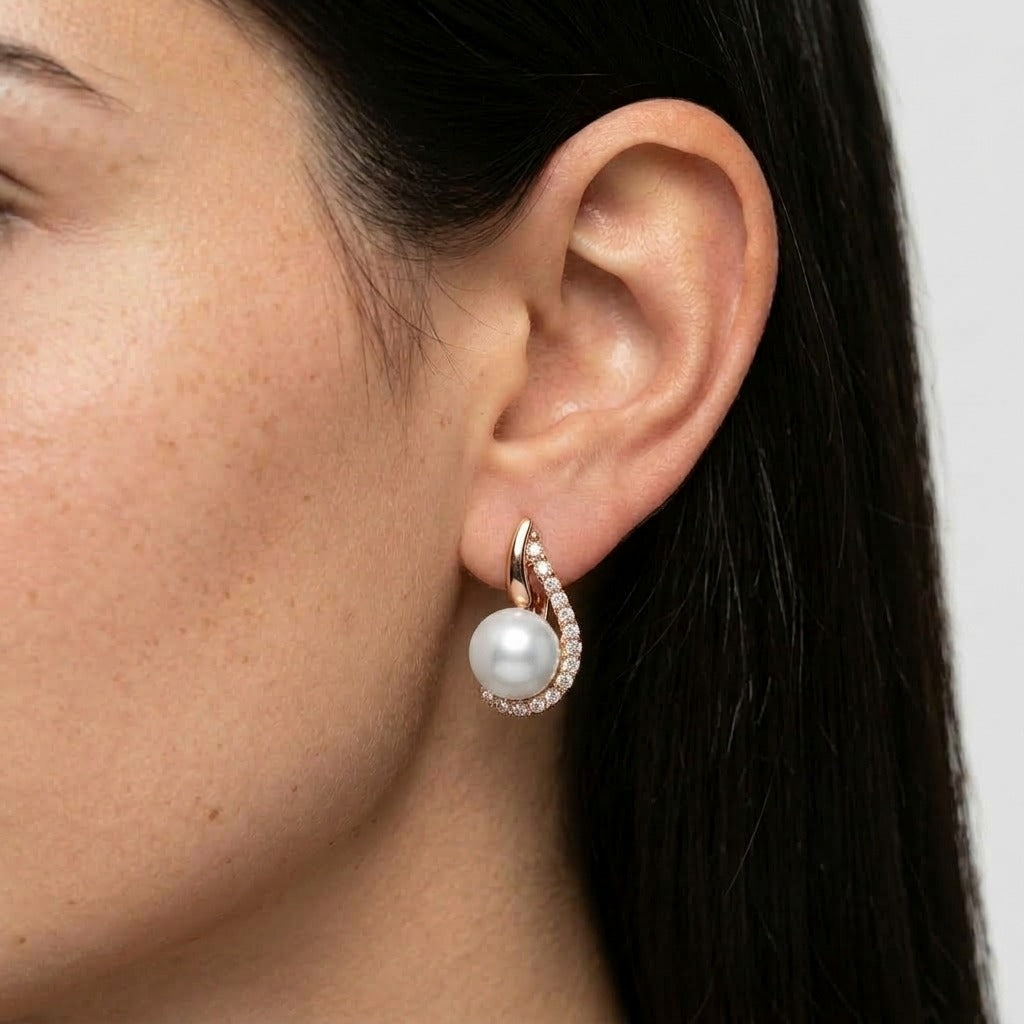 Women's Faux Pearl Hinged Earrings