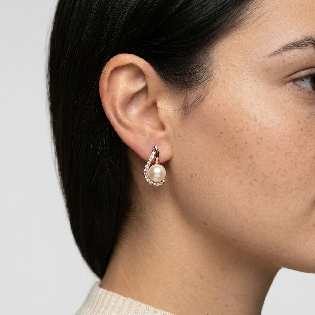 Women's Faux Pearl Hinged Earrings