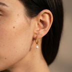 Women's Faux Pearl Huggie Hoop Earrings