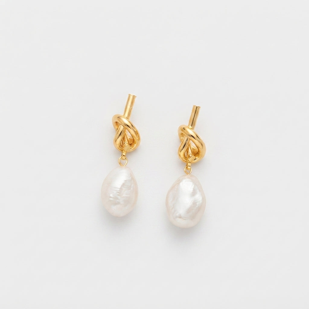 Women's Faux Pearl Knot Drop Earrings