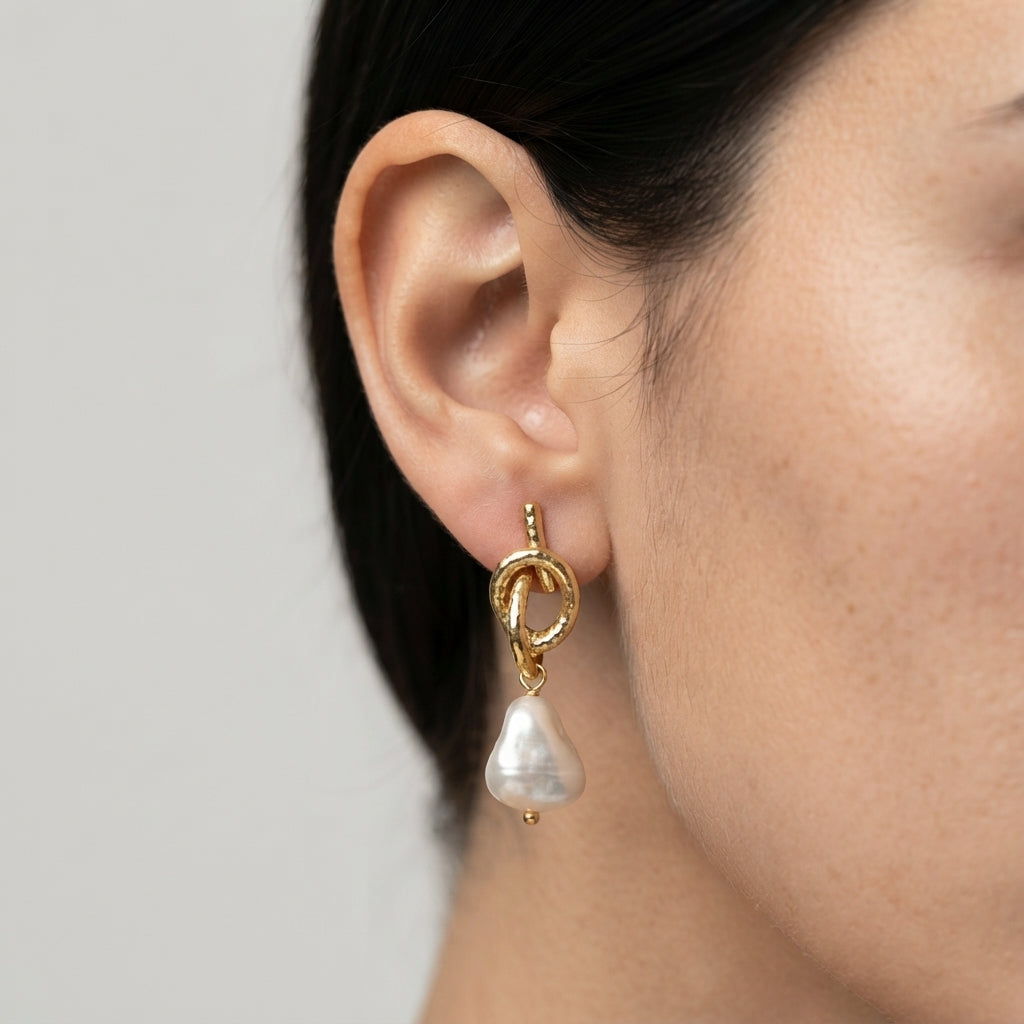 Women's Faux Pearl Knot Drop Earrings