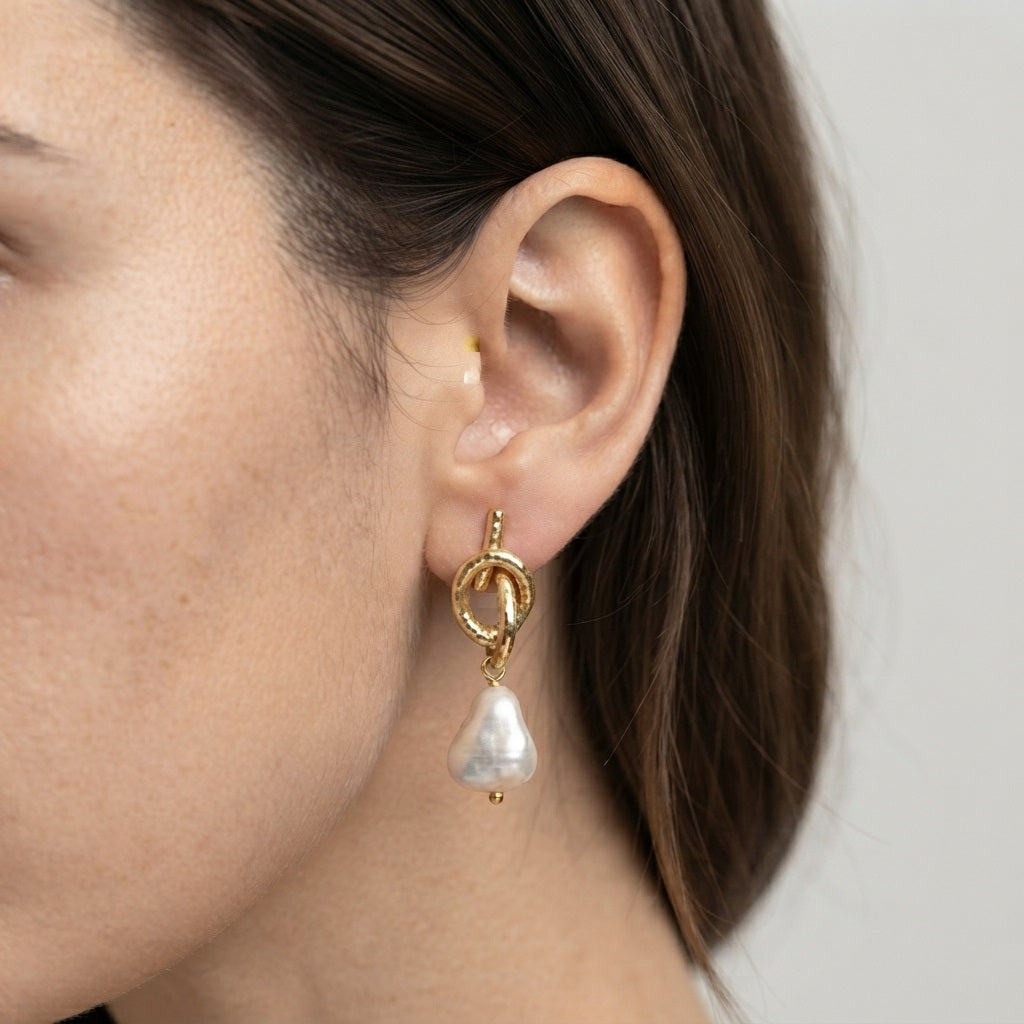 Women's Faux Pearl Knot Drop Earrings