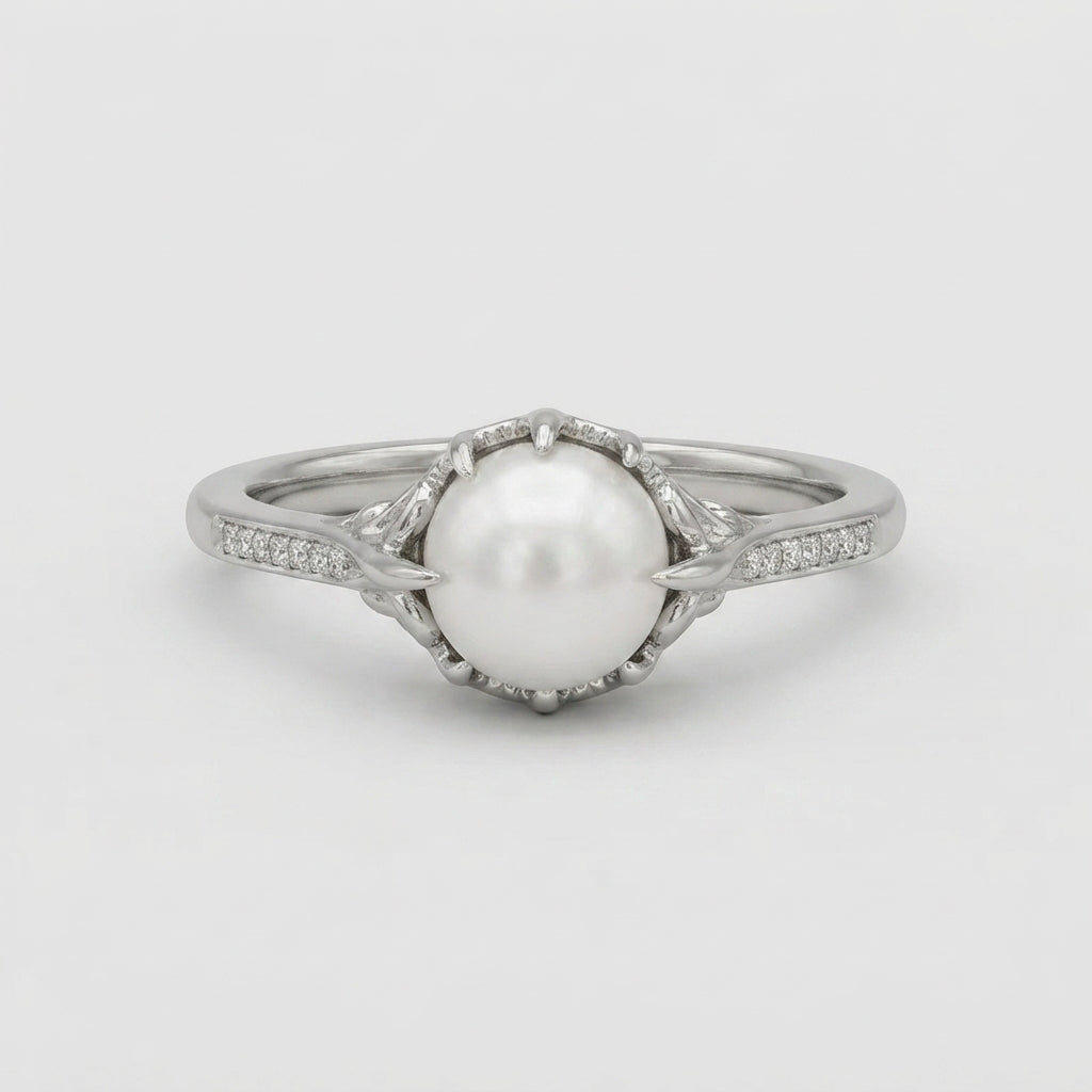 Women's Faux Pearl Solitaire Ring