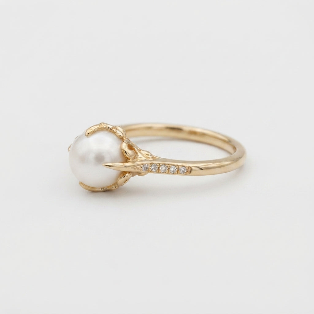 Women's Faux Pearl Solitaire Ring
