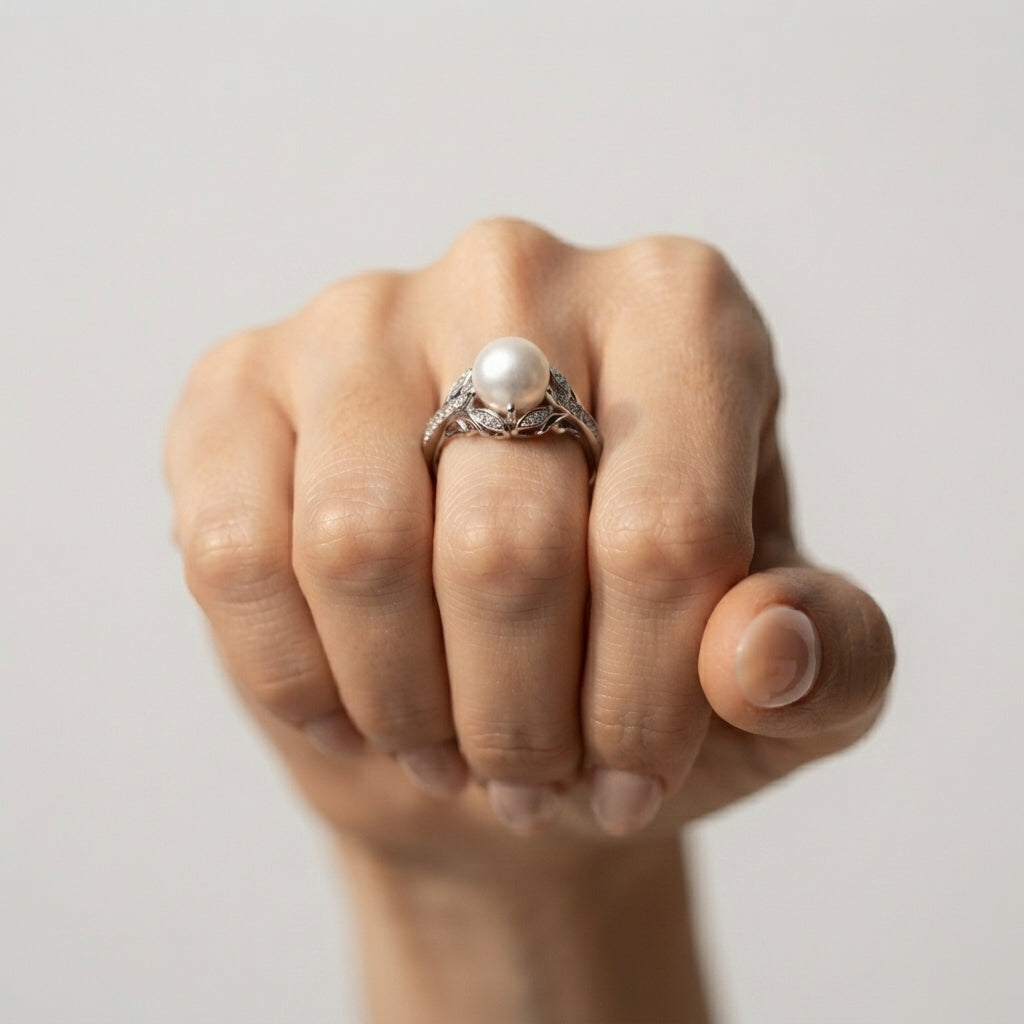 Women's Faux Pearl Solitaire Ring