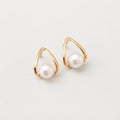 Women's Faux Pearl Triangle Stud Earrings