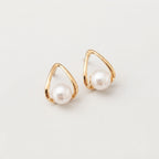 Women's Faux Pearl Triangle Stud Earrings
