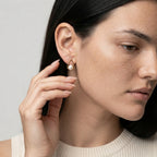 Women's Faux Pearl Triangle Stud Earrings