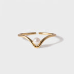 Women's Faux Pearl Wave Ring