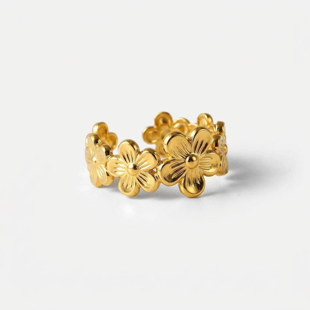Women's Five-Petal Flower Open Ring