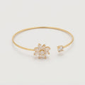 Women's Floral Crystal Open Cuff Bangle