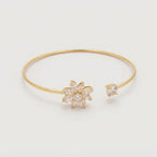 Women's Floral Crystal Open Cuff Bangle