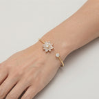 Women's Floral Crystal Open Cuff Bangle