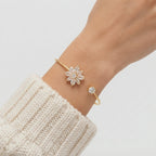 Women's Floral Crystal Open Cuff Bangle