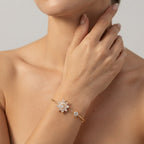 Women's Floral Crystal Open Cuff Bangle