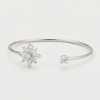 Women's Floral Crystal Open Cuff Bangle