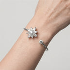 Women's Floral Crystal Open Cuff Bangle