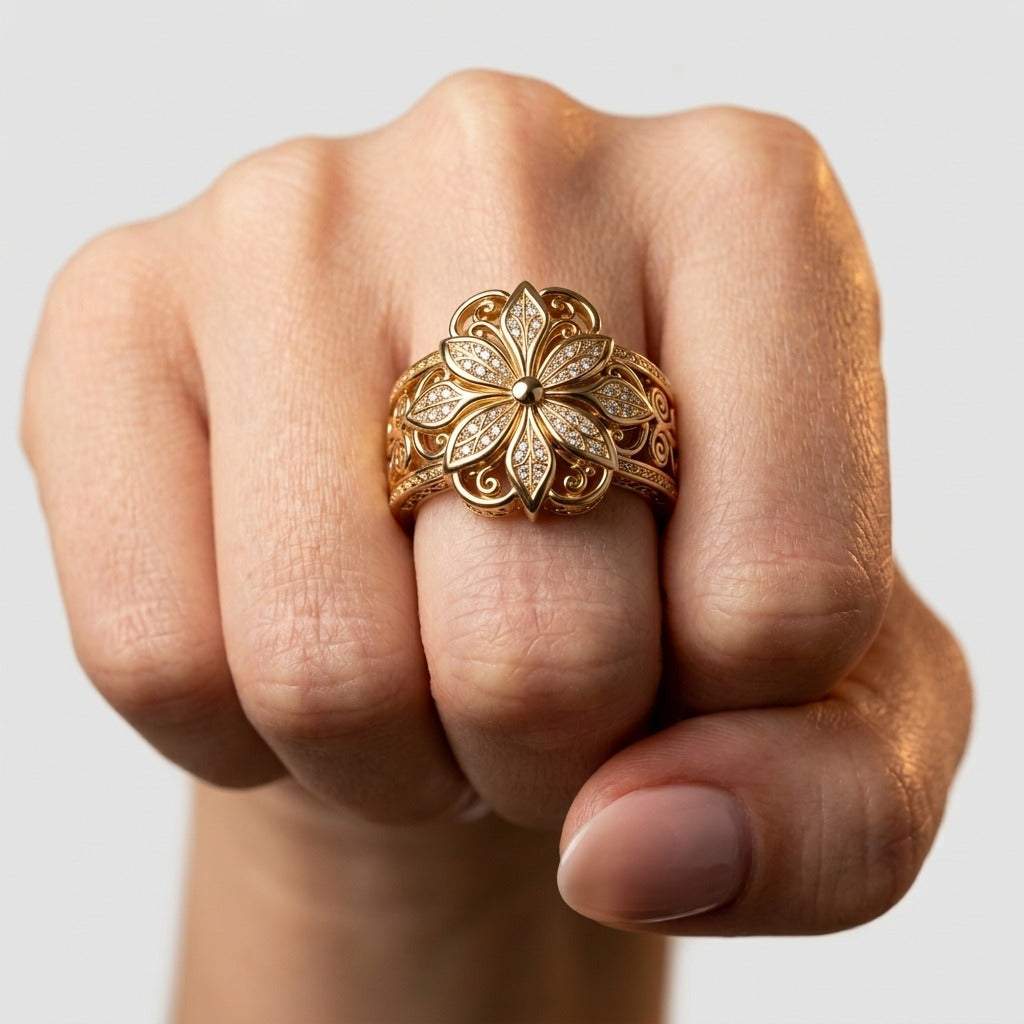 Women's Floral Crystal Ring