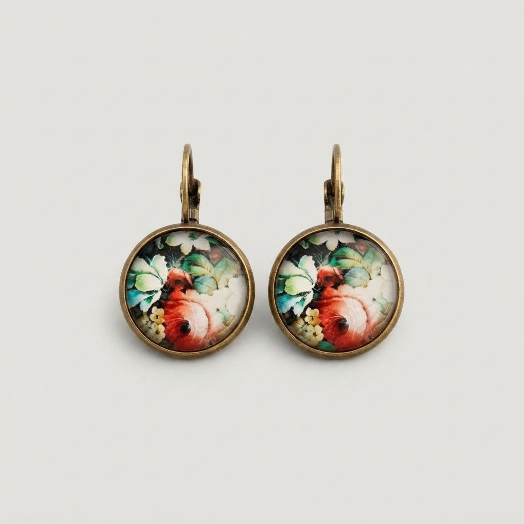 Women's Floral Disc Drop Earrings