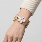 Women's Floral Enamel Open Cuff Bangle