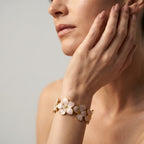 Women's Floral Enamel Open Cuff Bangle