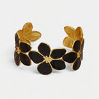 Women's Floral Enamel Open Cuff Bangle