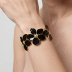 Women's Floral Enamel Open Cuff Bangle