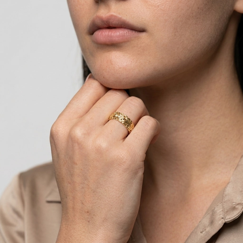 Women's Floral Engraved Ring