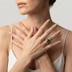 Women's Floral Green Stone Ring