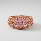 Women's Floral Pink Stone Ring