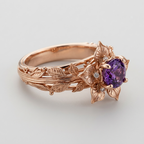 Women's Floral Purple Stone Ring