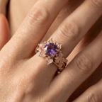 Women's Floral Purple Stone Ring