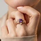 Women's Floral Purple Stone Ring