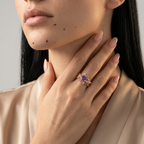 Women's Floral Purple Stone Ring