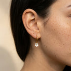 Women's Flower Charm Hoop Earrings