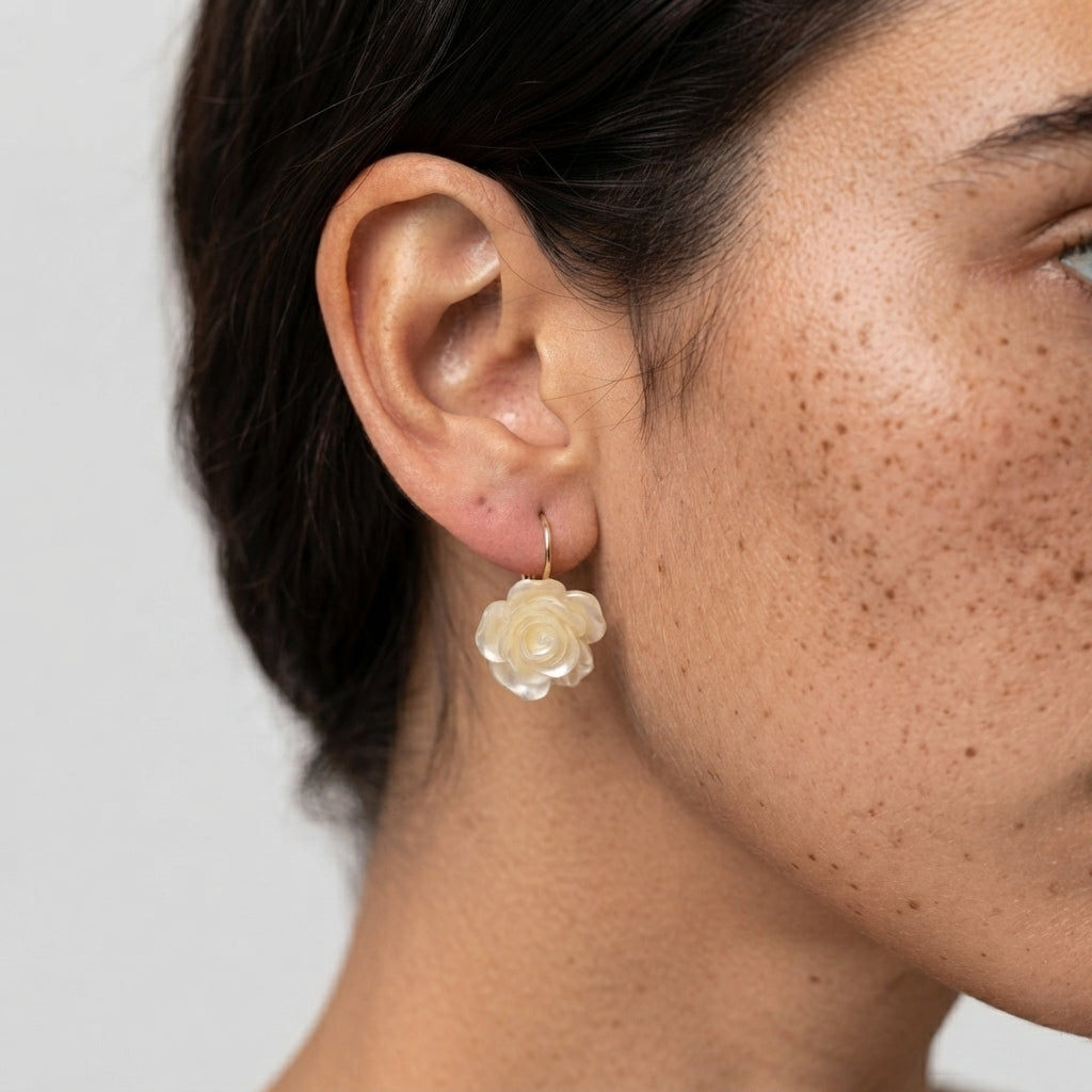 Women's Flower Huggie Earrings