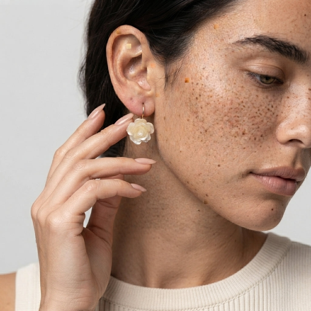 Women's Flower Huggie Earrings