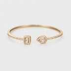 Women's Geometric Crystal Stone Open Cuff Bangle