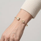 Women's Geometric Crystal Stone Open Cuff Bangle